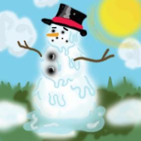 Melting cartoon snowman